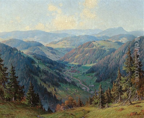 Blick Vom Feldberg Ins Wiesental Oil Painting - Karl Hauptmann