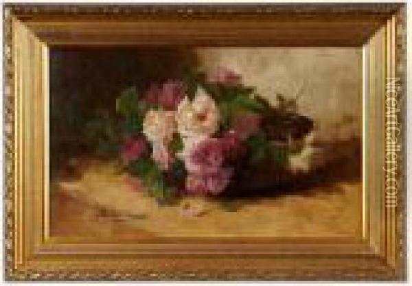 Tetee De Roses. Oil Painting - Alphonse de Neuville