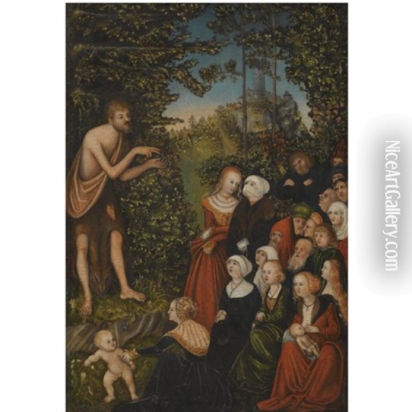 Saint John The Baptist Preaching In The Wilderness Oil Painting - Lucas Cranach the Younger