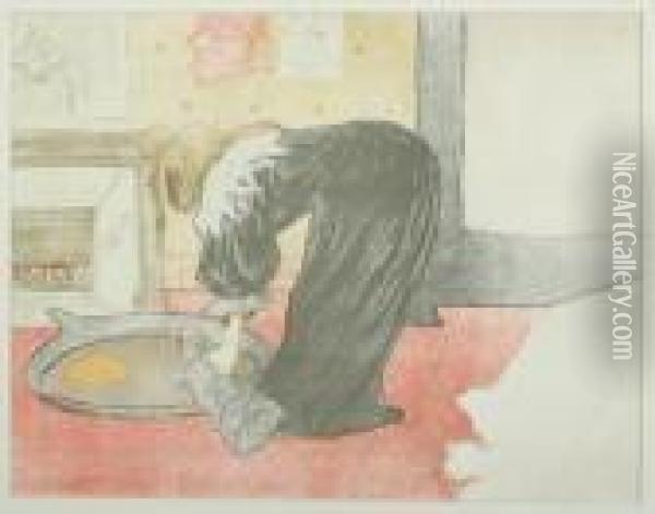 Femme Au Tub Oil Painting - Henri De Toulouse-Lautrec
