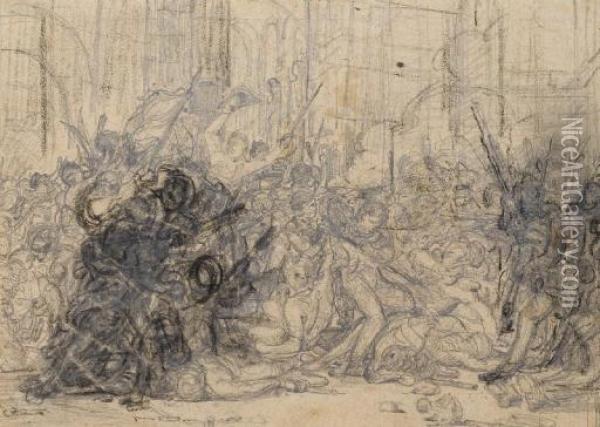 La Prise Decisive Du Louvre Le 29 Juillet 1830 Oil Painting - Jean-Louis Bezard