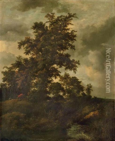 Chasseurs Dans Un Paysage Boise Oil Painting - Jacob Van Ruisdael