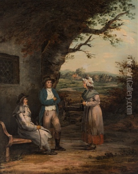 People By The Tree Oil Painting - George Morland