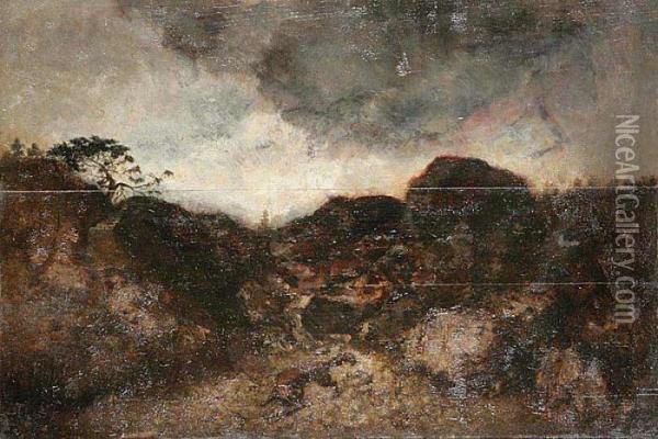 A Landscape With A Fox Oil Painting - Narcisse-Virgile D Az De La Pena