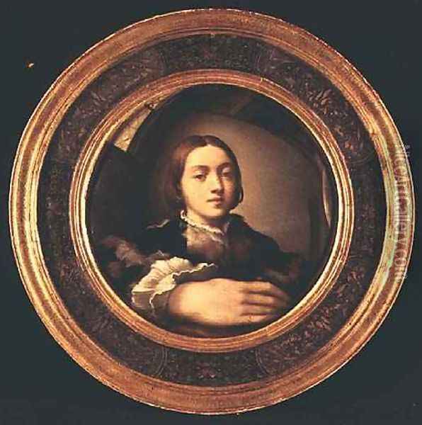 Self Portrait at the Mirror Oil Painting - Girolamo Francesco Maria Mazzola (Parmigianino)