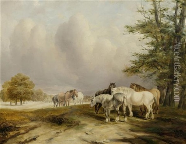 Pferdeherde In Einer Landschaft Oil Painting - Augustus Wall (Sir.) Callcott