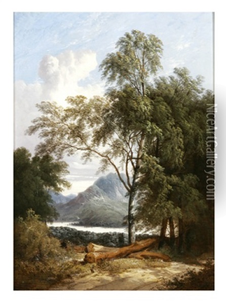 Landscape With Mountains Oil Painting - John Berney Ladbrooke