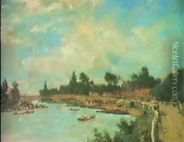 A View Of Hampton Court Oil Painting - Johan Hendrik van Mastenbroek