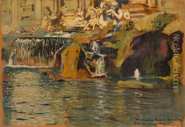 Fontana Di Trevi Oil Painting - Feliks Michal Wygrzywalski