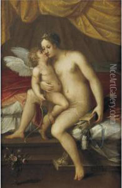 Venus And Cupid Oil Painting - Lavinia Fontana