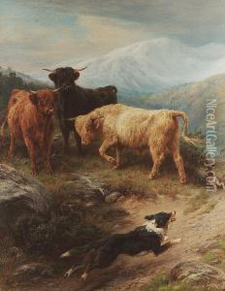A Highland Incident Oil Painting - Basil Bradley