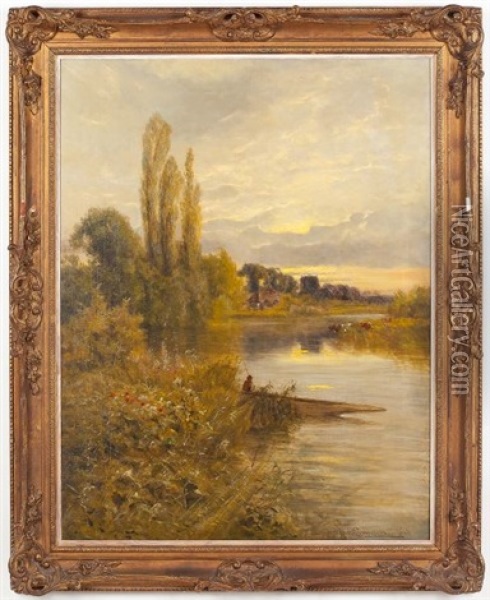Along The River Oil Painting - Harry Pennell