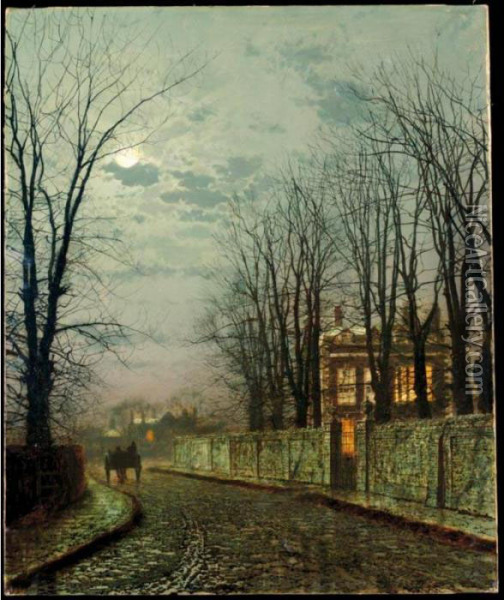 A Wintry Moon Oil Painting - John Atkinson Grimshaw