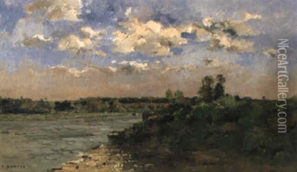 Fluslandschaft Oil Painting - Pierre Emmanuel Eugene Damoye