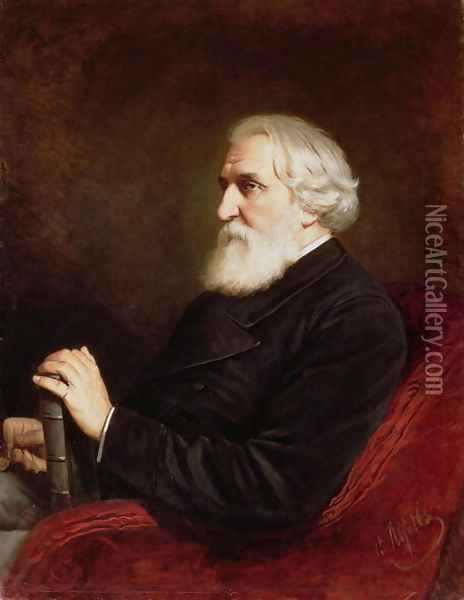 Portrait of Ivan Sergeevich Turgenev (1818-83) 1872 Oil Painting - Vasily Perov