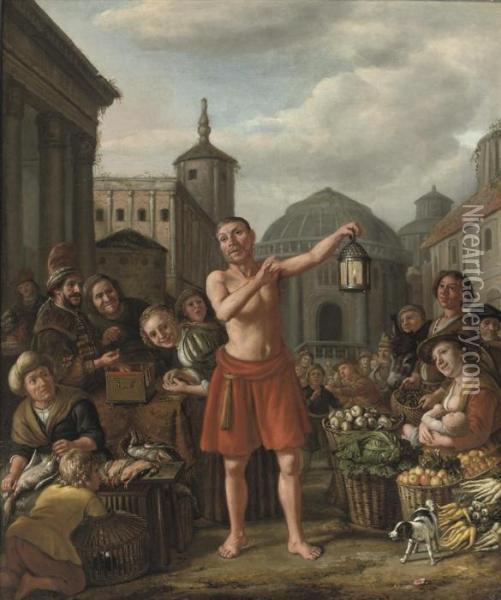Diogenes Searching For An Honest Man Oil Painting - Jan Victors