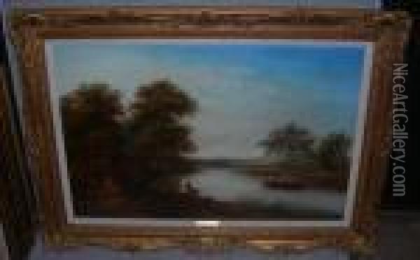Description
Follower Of Thomas Creswick River Scene Oil Painting - Thomas Creswick