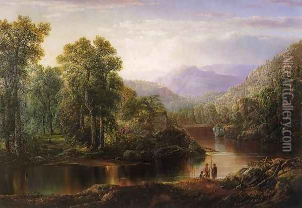 Landscape with Fishermen Oil Painting - William Louis Sonntag