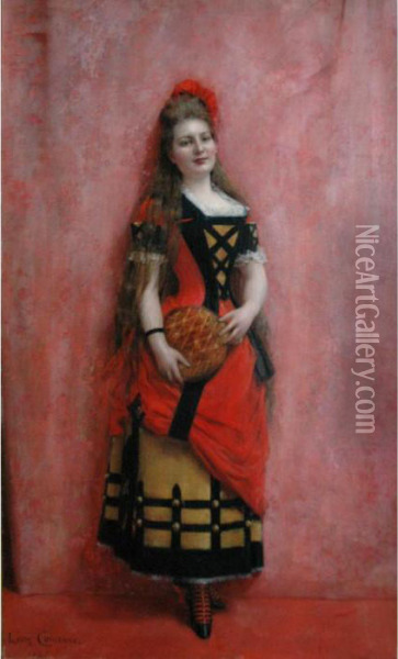 Lady In Red Oil Painting - Leon Francois Comerre