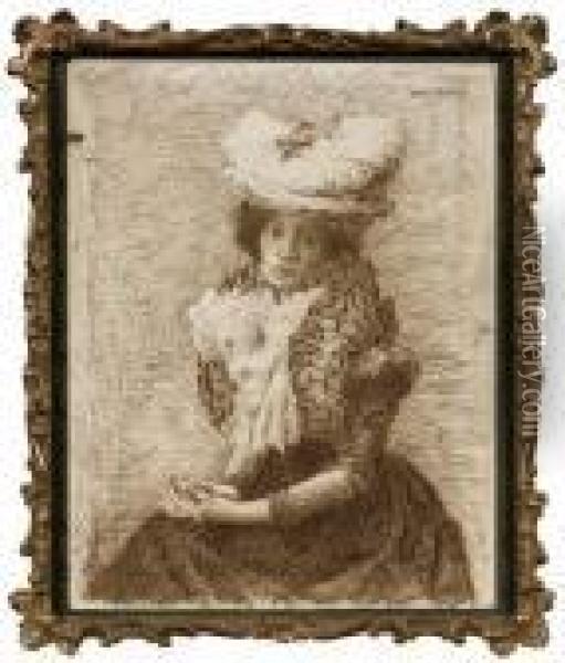 Portrait De Femme Au Chapeau. Oil Painting - Isaac Israels