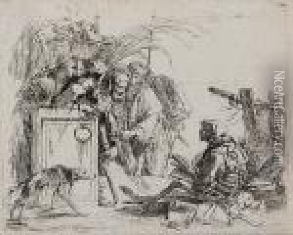 Death Giving Audience (de Vesme 10) Oil Painting - Giovanni Battista Tiepolo