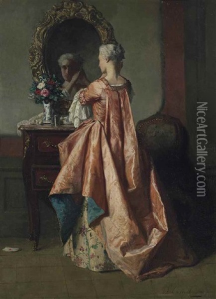 A Lady At Her Dressing Table Oil Painting - Jean Carolus