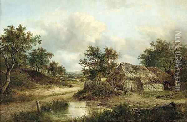 Figures in an extensive wooded landscape Oil Painting - Joseph Thors