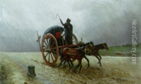The Horses And Trap Oil Painting - Francesco Mancini