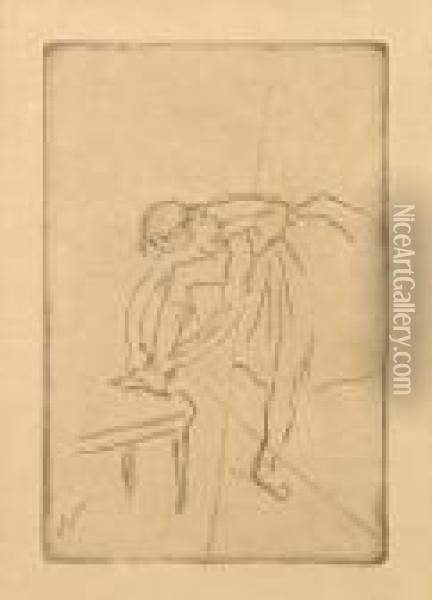 Danseuse Mettant Son Chausson Oil Painting - Edgar Degas