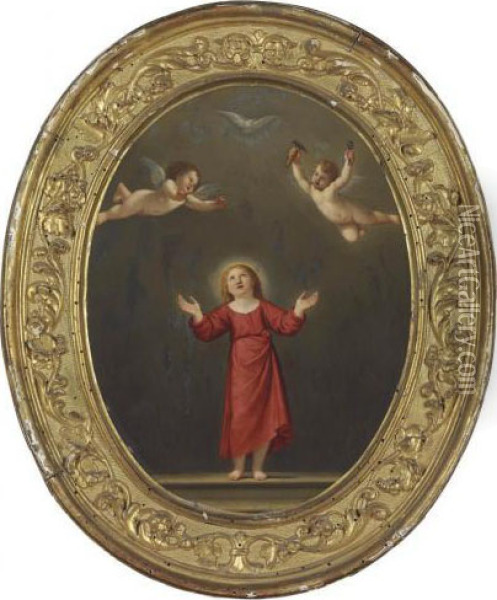 The Christ Child With The Holy Dove Oil Painting - Francesco Albani