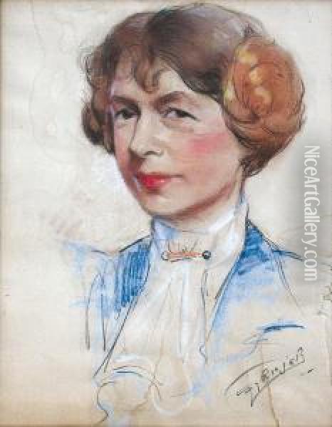 Portrait De Femme Oil Painting - Seweryn Szrejer