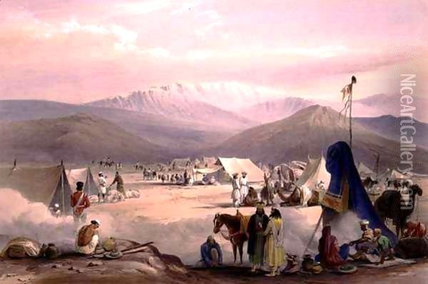 The Encampment at Dadur, with the Entrance to the Bolan Pass, from 'Sketches in Afghaunistan' Oil Painting - James Atkinson