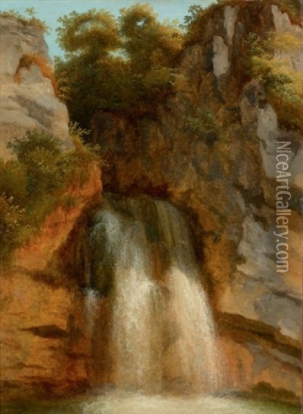 Cascade Oil Painting - George Augustus Wallis