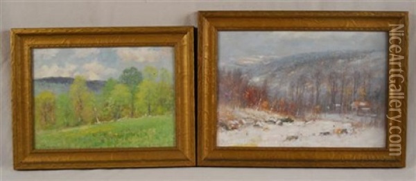 Winter (+ Spring, Irgr; 2 Works) Oil Painting - Joseph H. Greenwood