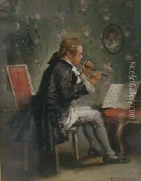 The Musician Oil Painting - Edward Percy Moran