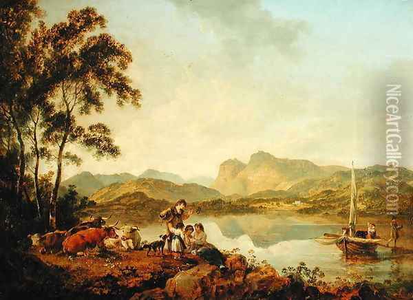 Langdale Pikes from Lowood Oil Painting - Julius Caesar Ibbetson