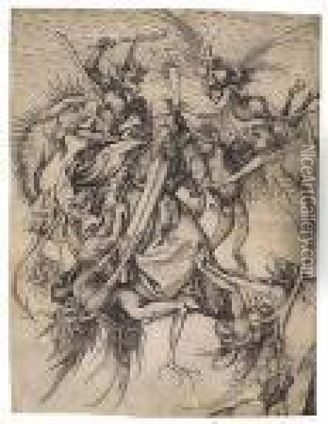 The Tribulations Of St. Anthony Oil Painting - Martin Schongauer