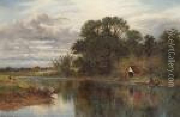 The Thames Near Goring Oil Painting - Benjamin Williams Leader