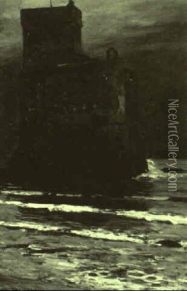 Blick Auf Das Wasserschlos Von Rapallo Oil Painting - Eugen Felix Prosper Bracht