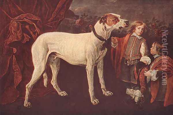 Big Dog, Dwarf and Boy 1652 Oil Painting - Jan Fyt