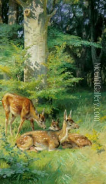 Ravildt I En Lysning I Skoven Oil Painting - Adolf Heinrich Mackeprang