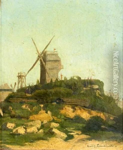 Montmartre, Le Moulin De Blute - Fin Oil Painting - Emile Charles Lambinet
