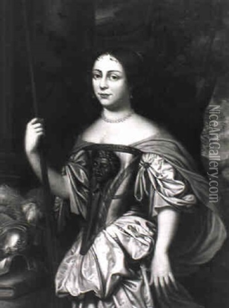 Catherine De Bragance, Dargestellt Als Gottin Minerva? Oil Painting - Jan Mytens