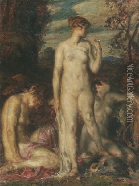 Die Drei Grazien Oil Painting - Carl von Marr