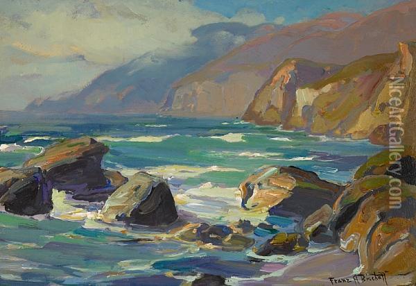 Rocky Coastline Oil Painting - Franz Bischoff