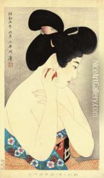 Kesho (make-up) Oil Painting - Kobayakawa Kiyoshi