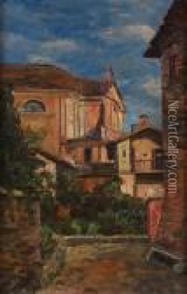 Scorcio Di Garessio Con La Chiesa Oil Painting - Giovanni Colmo