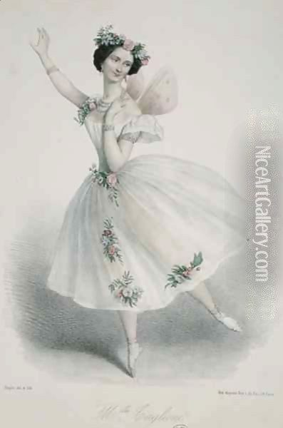 Maria Taglioni (1804-84) in 'La Sylphide, Souvenir d'Adieu' Oil Painting - Marie Alexandre Alophe