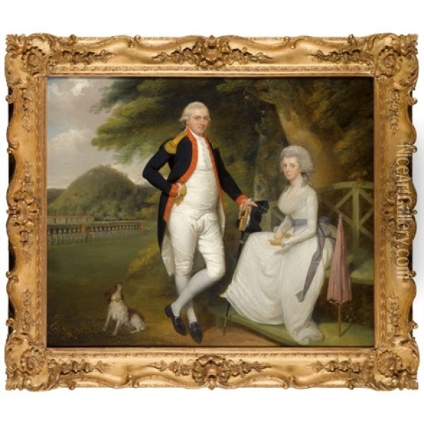 Double Portrait Of Lieutenant-colonel William Sydenham And His Wife Amelia Prime Oil Painting - Robert Home