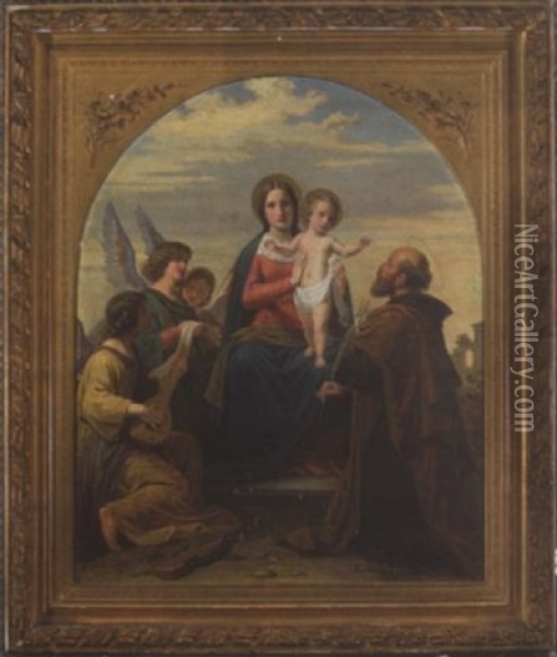 Heilige Familie Mit Musizierenden Engeln Oil Painting - Wilhelm Durr the Elder